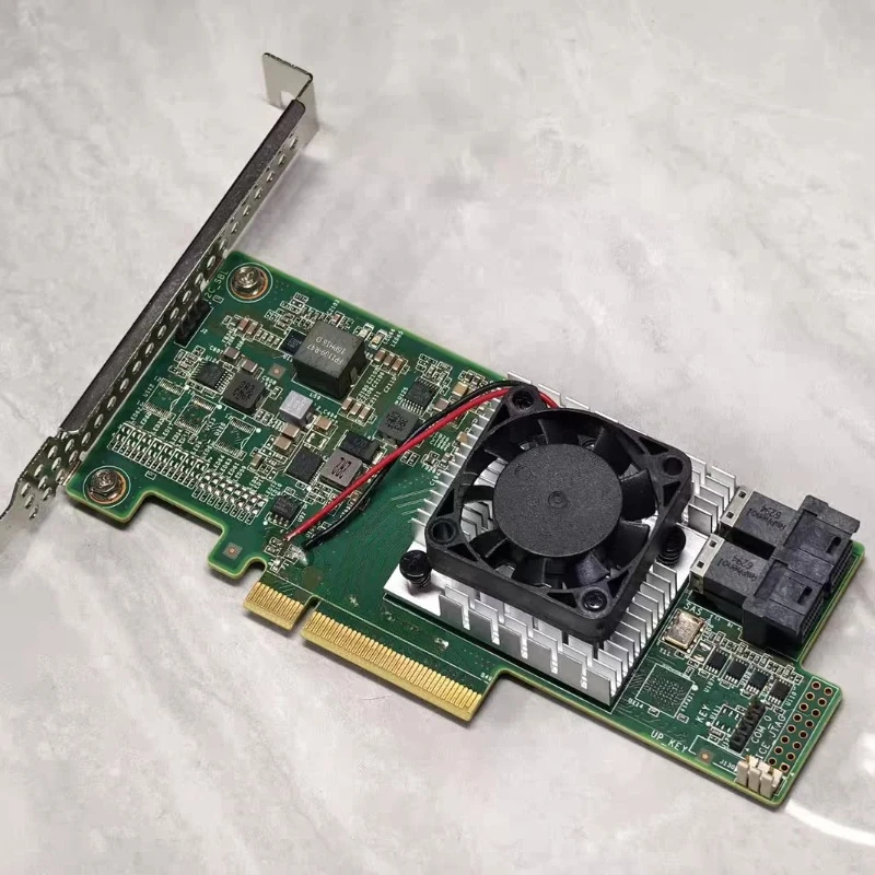 For Inspur 9300-8i HBA Card SAS3008 12Gb/s IT Mode Pass-through 2×SFF8643 with Fan Cooling for NAS ESXi