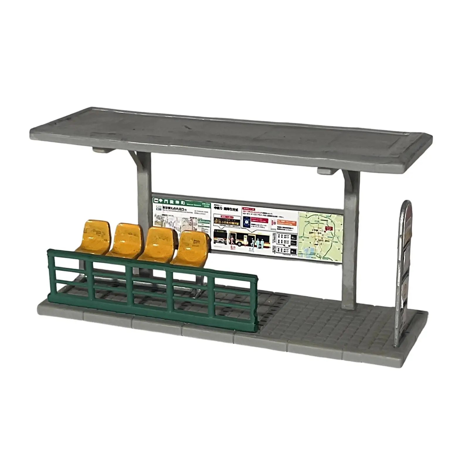 

1/64 Scale Bus Stop Model Miniature Building Model Diorama Educational Toy Architecture Scene for Railway Micro Landscape Decor