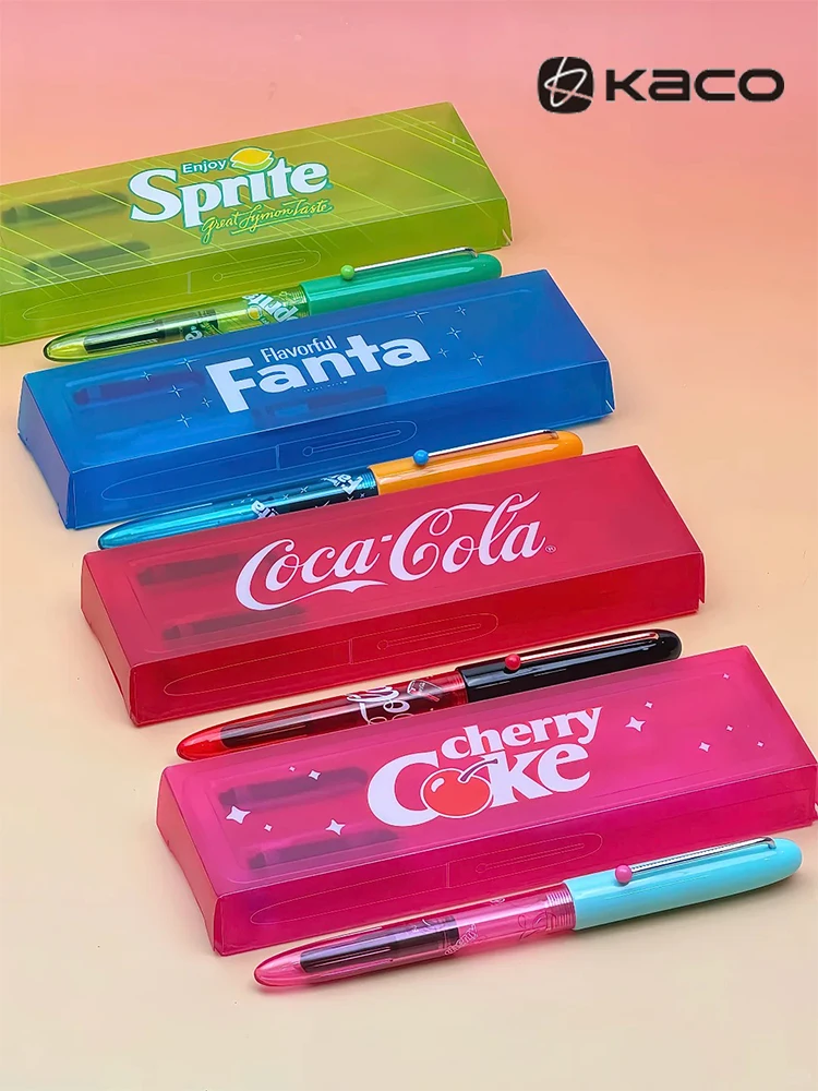 Pióro wieczne KACO RETRO CocaCola/Sprite/Fanta/Cherry Cola, stalówka EF, uroczy korpus, płynne pisanie, do ćwiczeń kaligrafii, 2 czarne wkłady atramentowe. — zdjęcie produktu 7