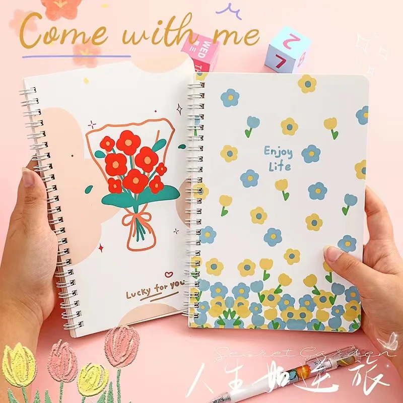 New Hot A5 Tulip Loose-leaf Book Ins Style Exquisite Notebook Cute Hand Ledger Cores Reusable Notepad Horizontal Line Notebook