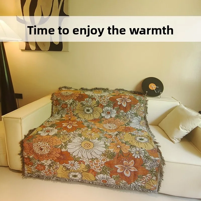 

Одеяло для дивана, моющийся чехол для дивана, одеяло с нитками, толстое пляжное полотенце двойного назначения, цветочный гобелен, многофункциональный чехол для полотенец