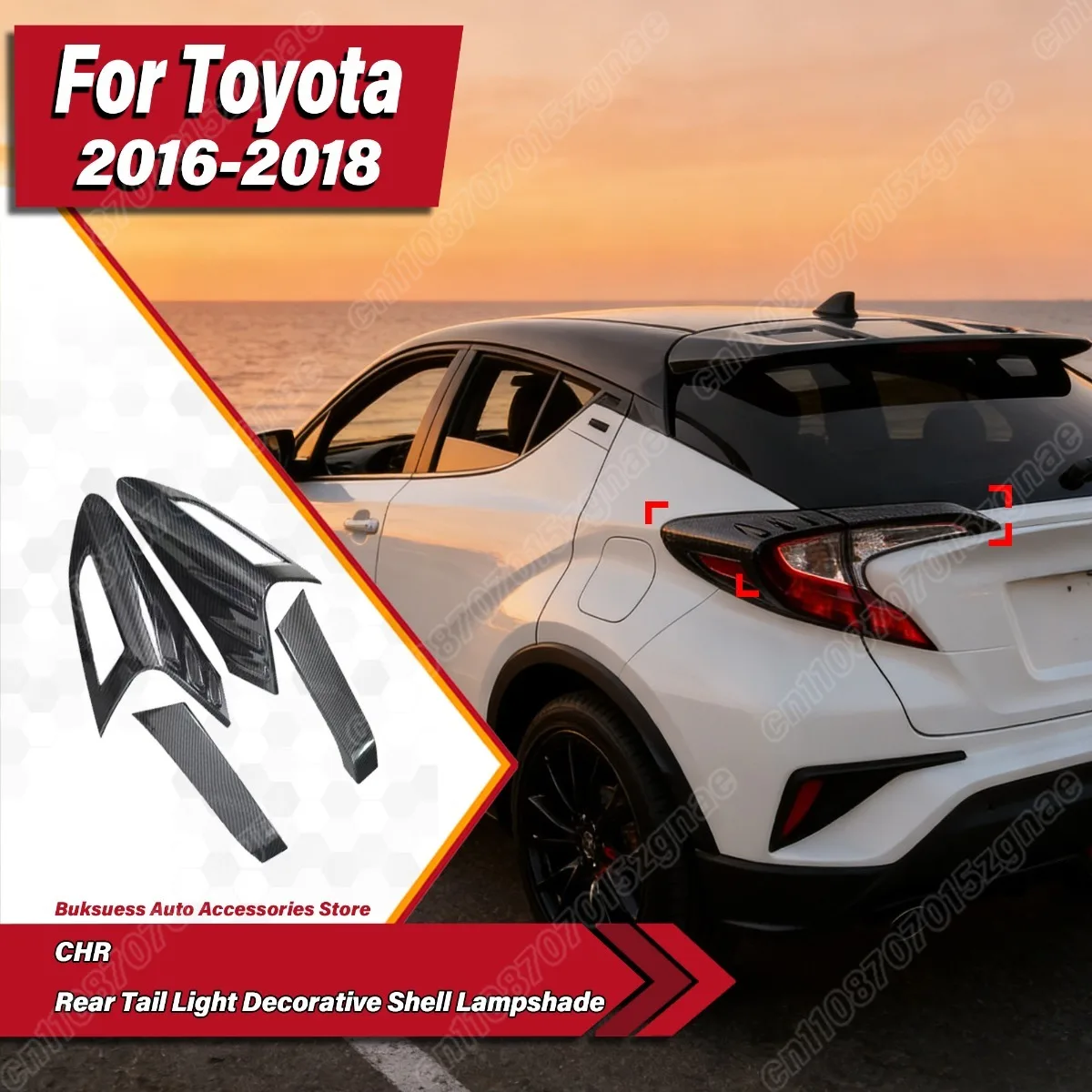 

For Toyota CHR 2016 2017 2018 Car Rear Tail Light Cover Protective Case ABS Decorative Shell Lampshade Body Modification Kit