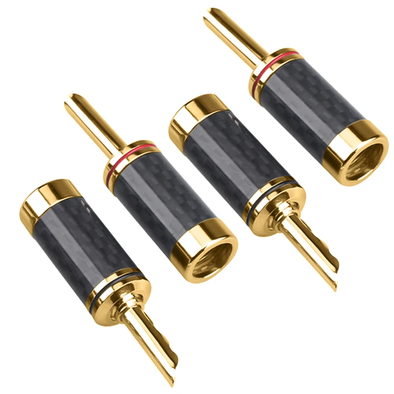 High Quality 8 Pcs Hifi BFA Gold/Rhodium plated banana plug Carbon fiber audio speaker cable banana connector