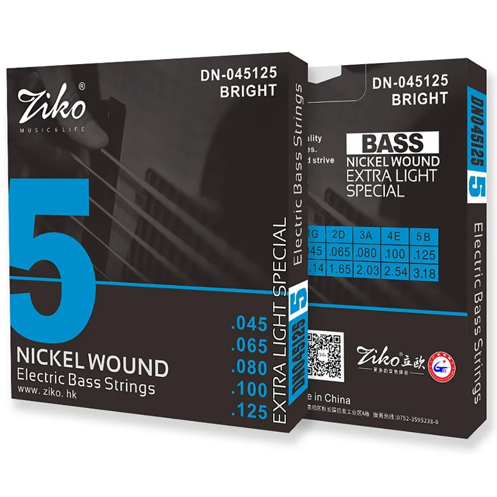 ZIKO 5 Strings Bass Electric Guitar Strings Strings Nickel Wound Hexangon Alloy Core Electric Guitar Bass String Stringed Parts