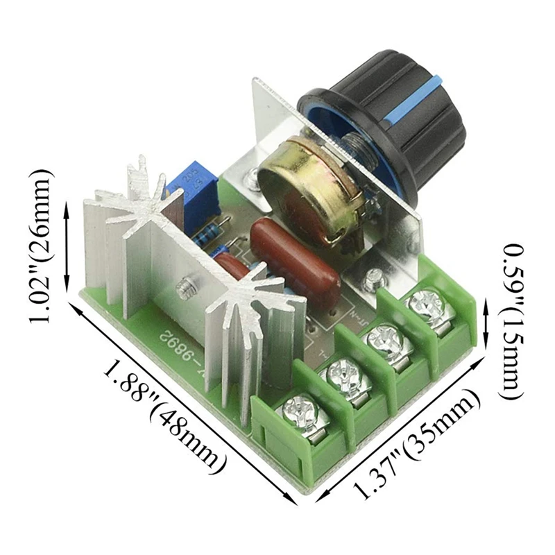 5PCS AC 220V 2000W SCR High Power Electronic Voltage Regulator Module Adjustable Motor Speed Controller Regulation 25A