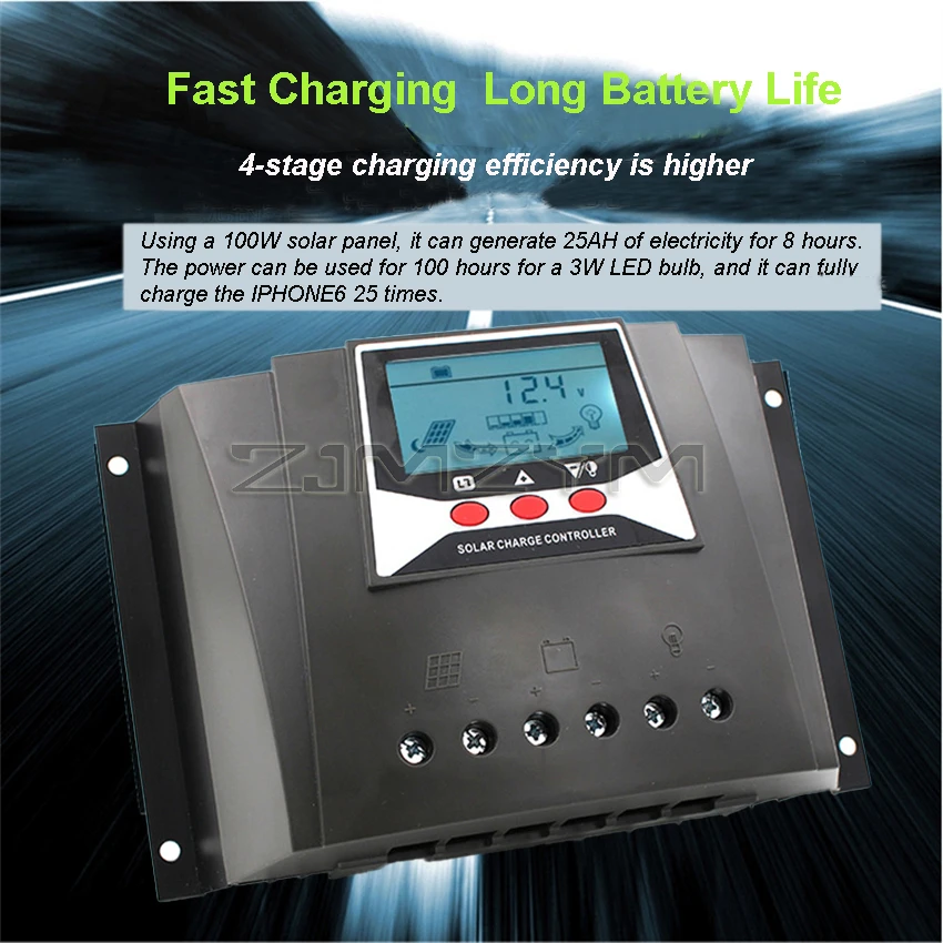 PWM Solar Charger controller 30/50/60A AMPS Solar Panel Backlight voltage control 12V24V Support Auto lithium Battery