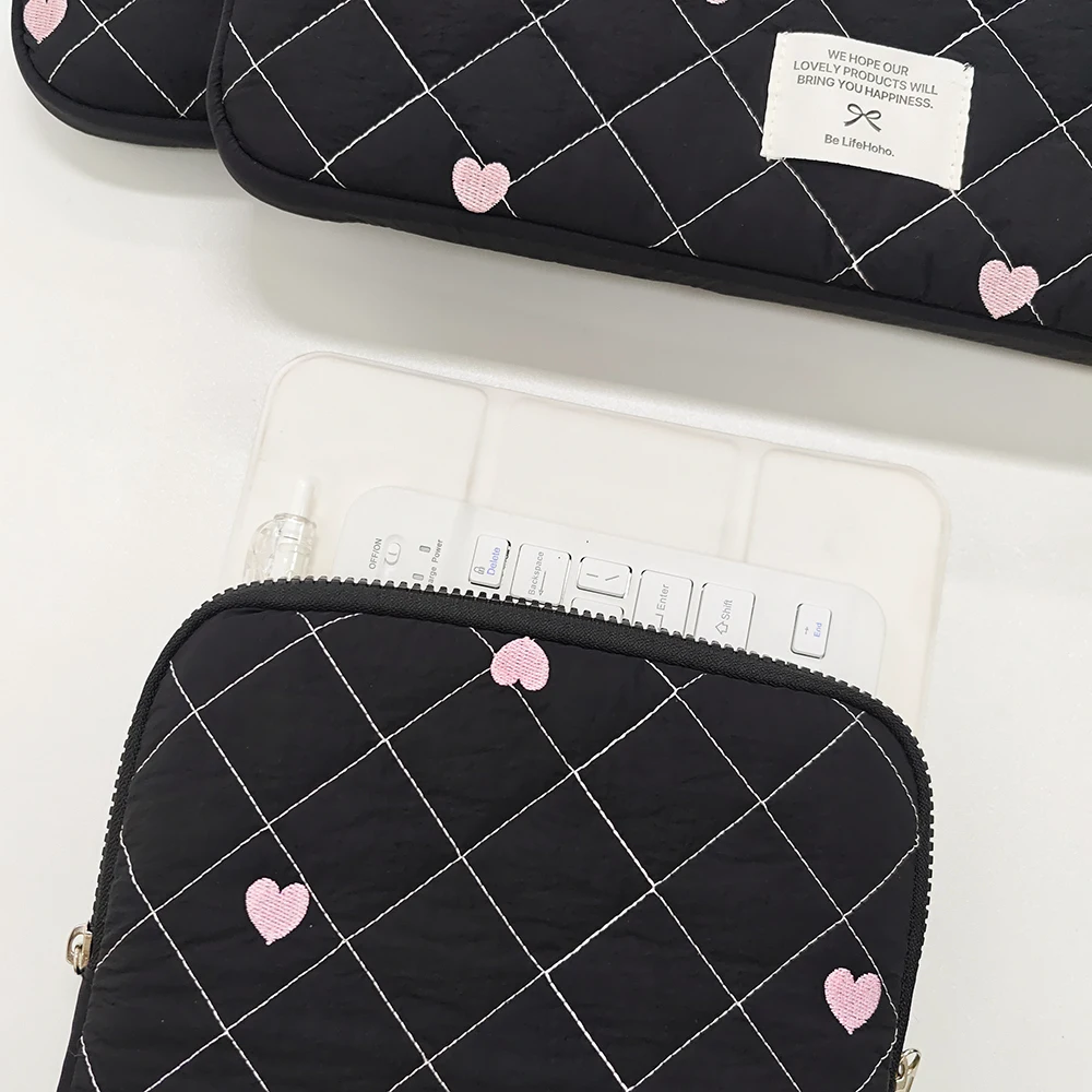 Bolsa fofa para laptop de viagem, bolsa para laptop de 9-11 polegadas para macbook/mi/dell de 15-16 polegadas, capa protetora à prova de choque com padrão de coração