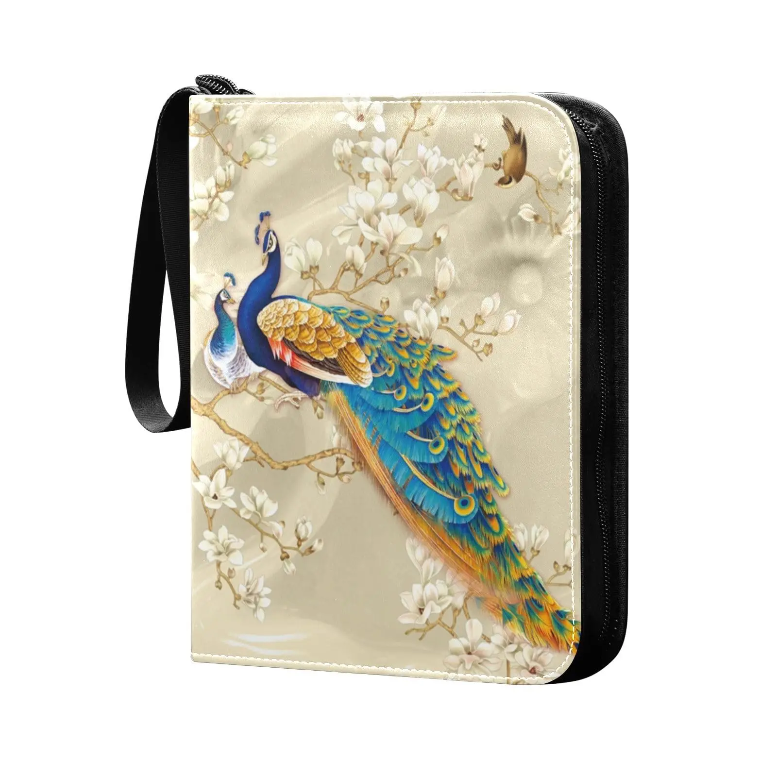 

Floral Peacock Card Binder 4 Pocket Card Binder, 400 Double Sided Pocket Album Sport Game Cards, Unique Card Collection Storage