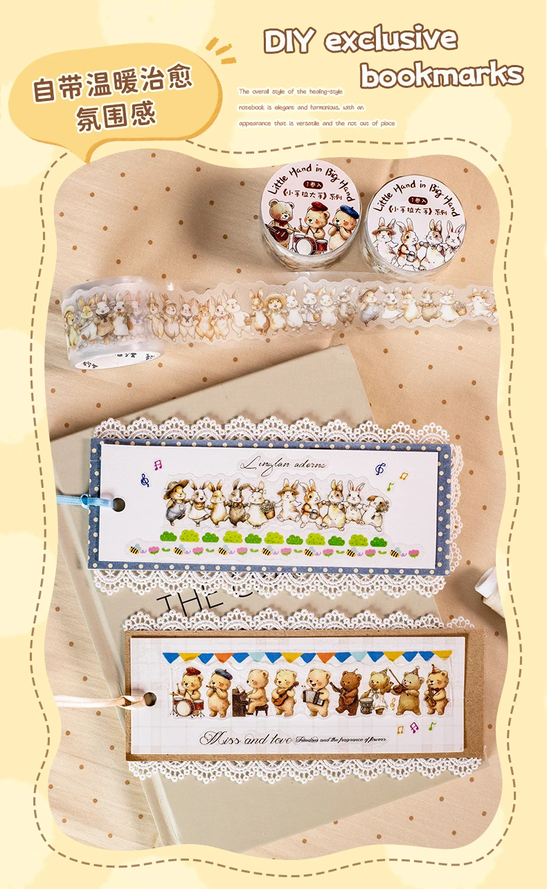 Journal GO 3cmx2m Cute Animals Tape Stickers for Collage Junk Journal Landscape Materials Journal Mobile Phone Laptop diy Decals