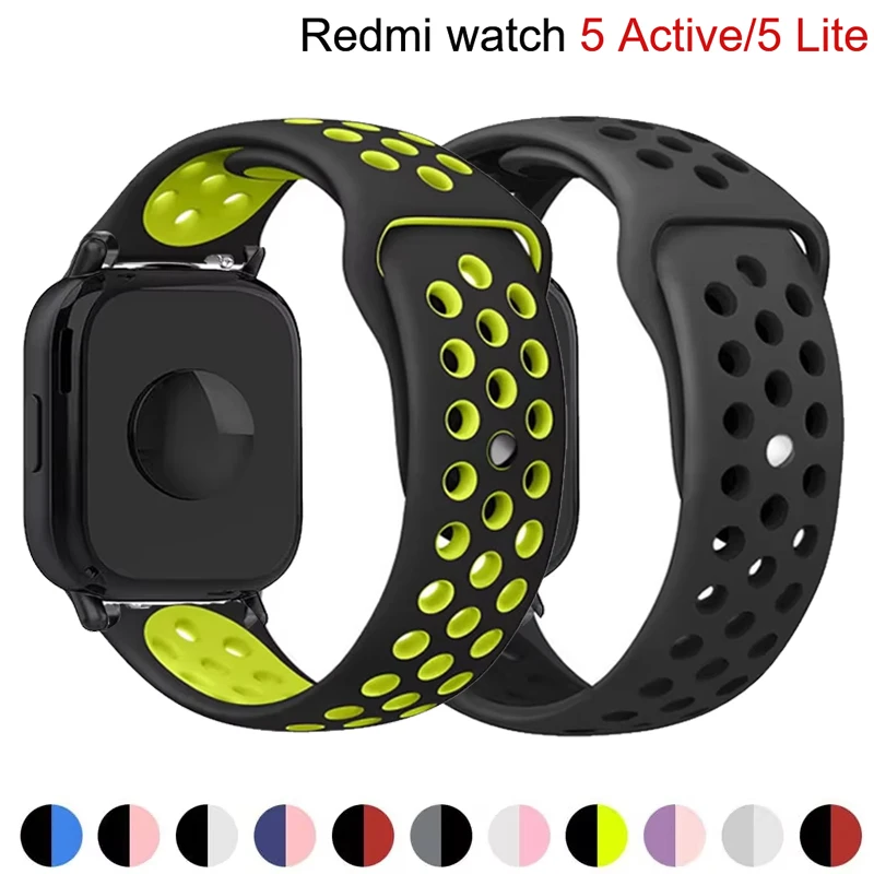 Ремешки для часов 22 мм для Redmi Watch 5 Lite/5 Active, спортивные силиконовые дышащие браслеты, ремешок для Xiaomi Redmi Watch 5 Active.
