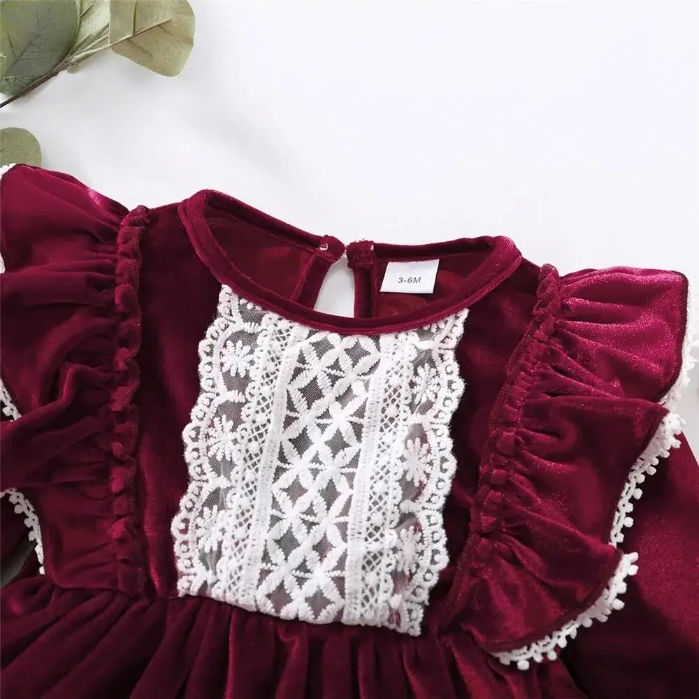 Baby Girl Fashion Dress Long Sleeve Ruffle Satin Finish Skirts Autumn Winter Princess Skirt fit 0-24 Month Baby Festival Costume