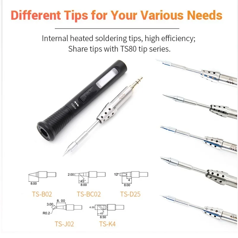 Original Soldering Iron Tip TS-B02 TS-D25 TS-K4 TS-BC02 TS-J02 45W For TS80P Main More TS1C  Cordless Soldering Control Station