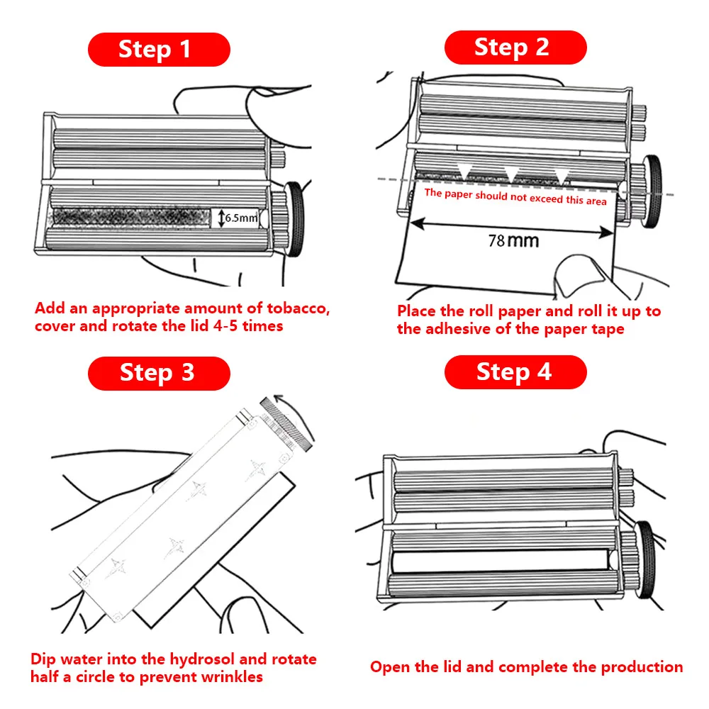 6.0mm Slim Manual Cigarette Rolling Machine – Solid Brass Shell & Iron Roller Handheld Tobacco Roller for 78mm Rollie Paper