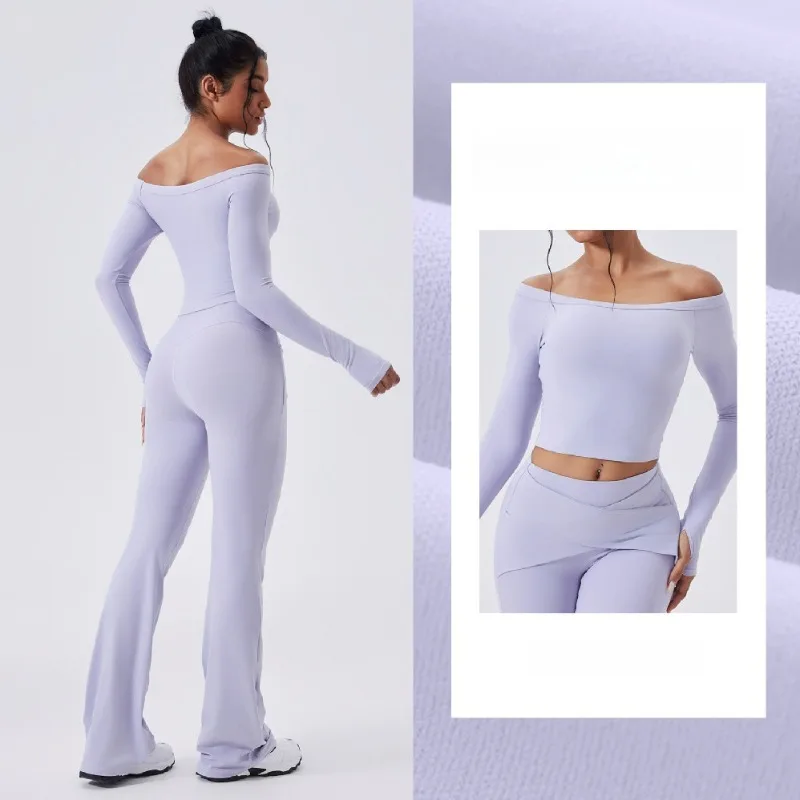 

Women's Nude Yoga Set Slim Fit Hip Lifting Quick Drying Long Sleeved Sports Set Outdoor Leisure Running and Fitness Suit