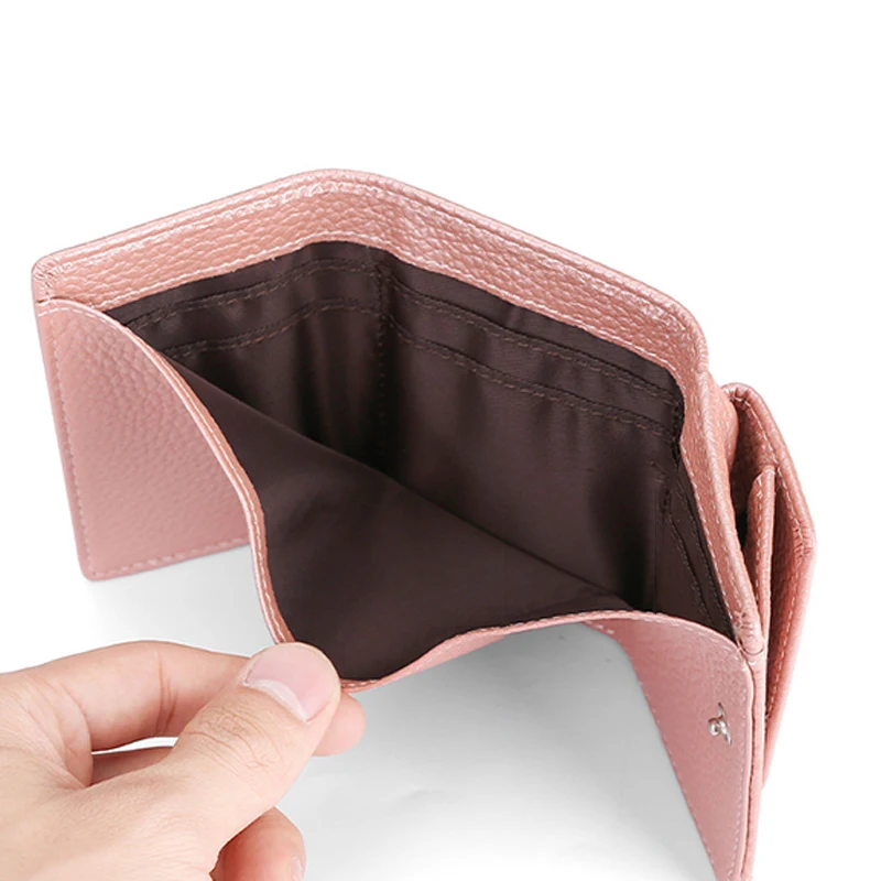 Pu Leather Mini Wallet Women Anti-Credit Card Fraud Small Purse Folding Clutch Coin Bag Money Clip Short Style for Daily Use