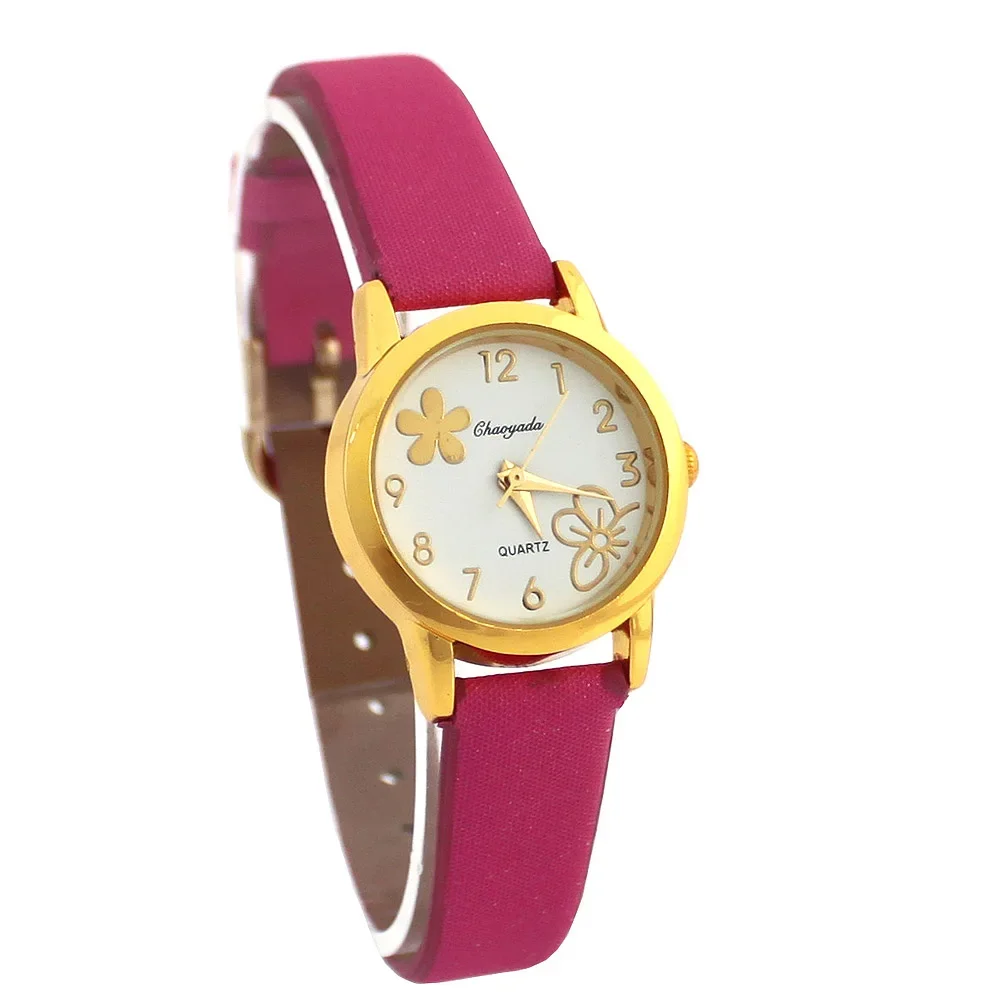 10 สีน่ารักน่ารักแฟชั่นดอกไม้สีขาวนาฬิกาผู้หญิงสายนาฬิกาหนังสีขาว Dial เลดี้ควอตซ์หญิงนาฬิกาข้อมือ U55