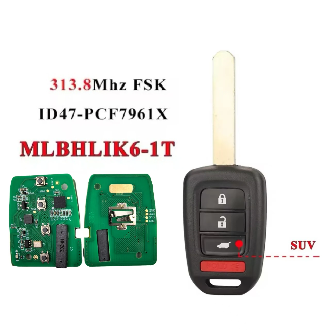 Jingxin 2/3/4BT MLBHLIK6-1TA/MLBHLIK6-1T PCF7961X ID47Chip Fernbedienung Autoschlüssel für Honda 2013-2015 CRV 2013-2017 Accord Civic – Detail 13