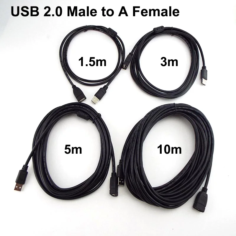 

1.5/3/5/10m Black USB Male to A Female Extension Extender Data M/F Adapter Cable Factory Price Drop Shipping