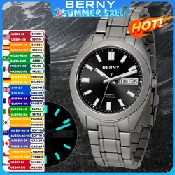 BERNY Titanium Watch for Men Supper Light Weight Wristwatch Super Luminous Sapphire 10ATM Waterproof Sport Field Quartz Watches