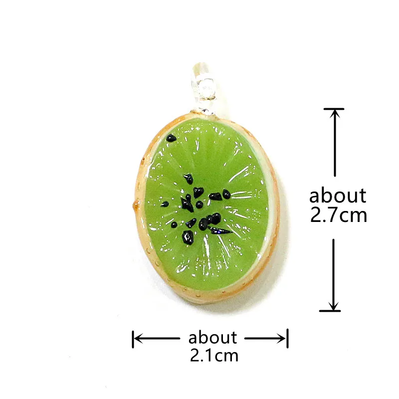 2PCS Cute Tiny Kiwi Fruit Slices Glass Pendant Mini Craft Ornament Charm Fashion Woman DIY Jewelry Necklace Making Accessories