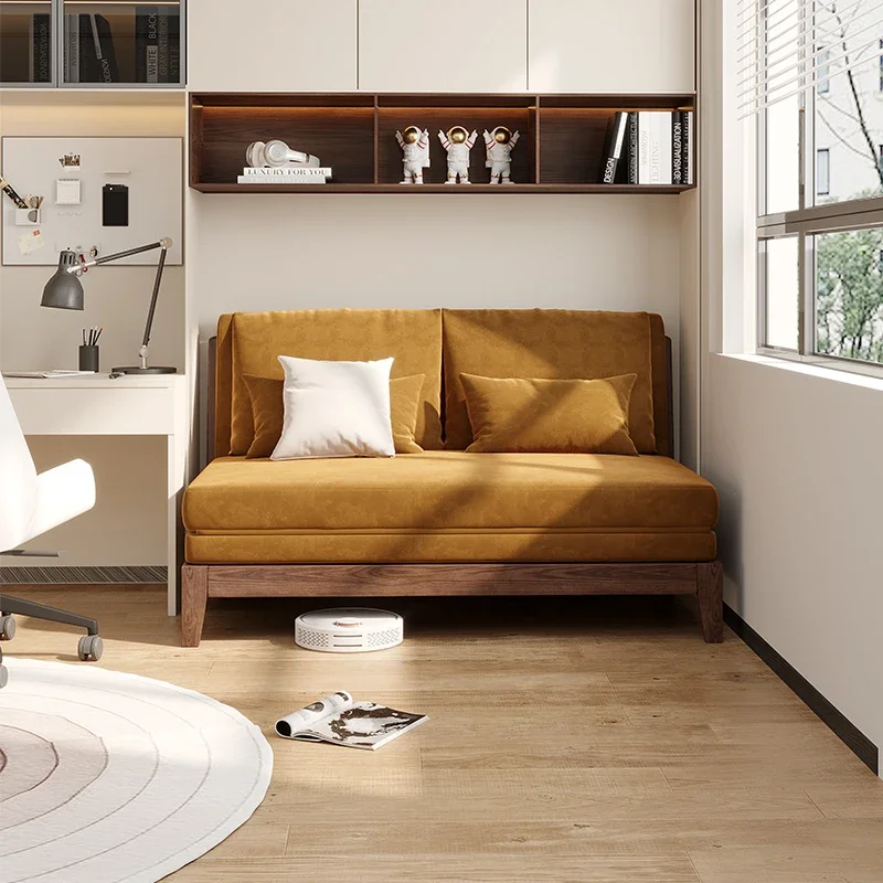 

Nordic Italian-style solid wood sofa bed can be used for sitting and lying, and the small-sized living room and study can be