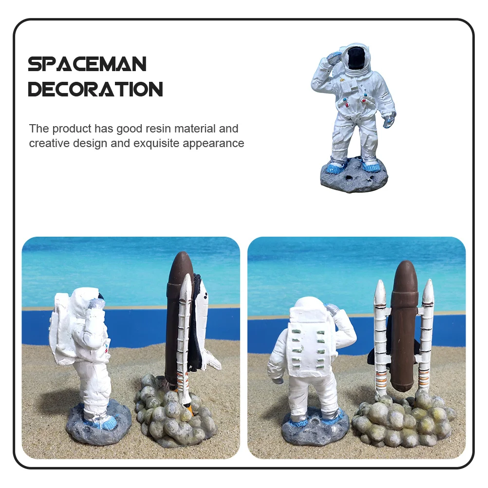 

2 Pcs Astronaut Themed Supplies Resin Figurine Small Models Decorations Desk Sculpture Desktop Living Room Ornaments Statue