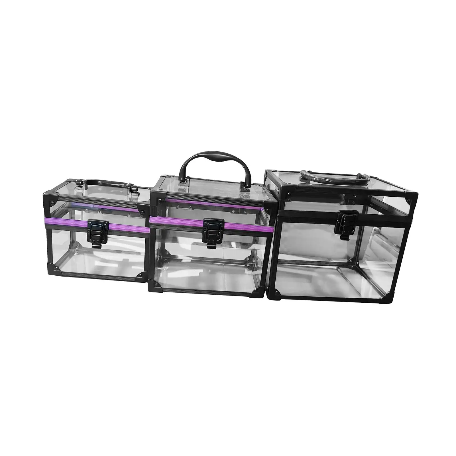 3Pcs Cosmetics Train Case Travel Makeup Bag for Hairstylists Bathroom Women