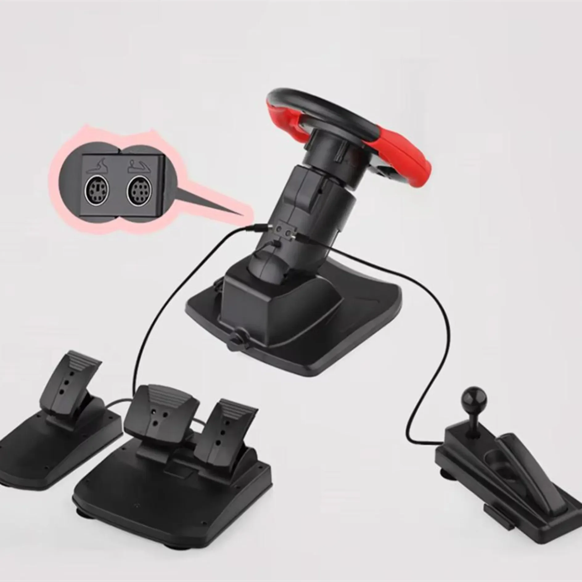 900 Degree Racing Games Steering Wheel Computer Learning Car Simulation Driving Machine Accelerator Brake Gear Lever Full 5 Set
