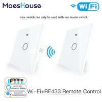 WiFi 2 Way Wall Touch Sensor Smart Switch RF433 Transmitter Wall Panel Wireless Remote Control Work with Alexa,Google Home