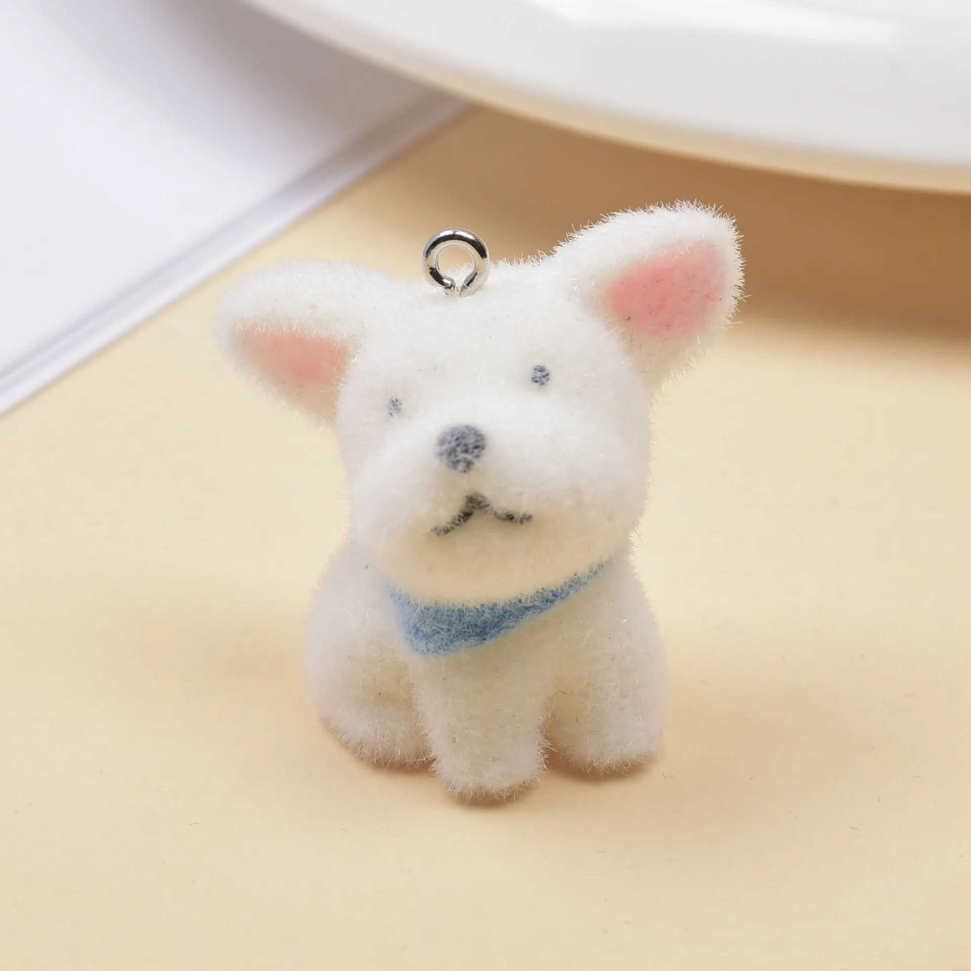 20pcs 3D Flocking Cute Puppy Doll Cartoon Animal Resin Charms For Keychain Necklace Earrings Making DIY Jewelry Accessories