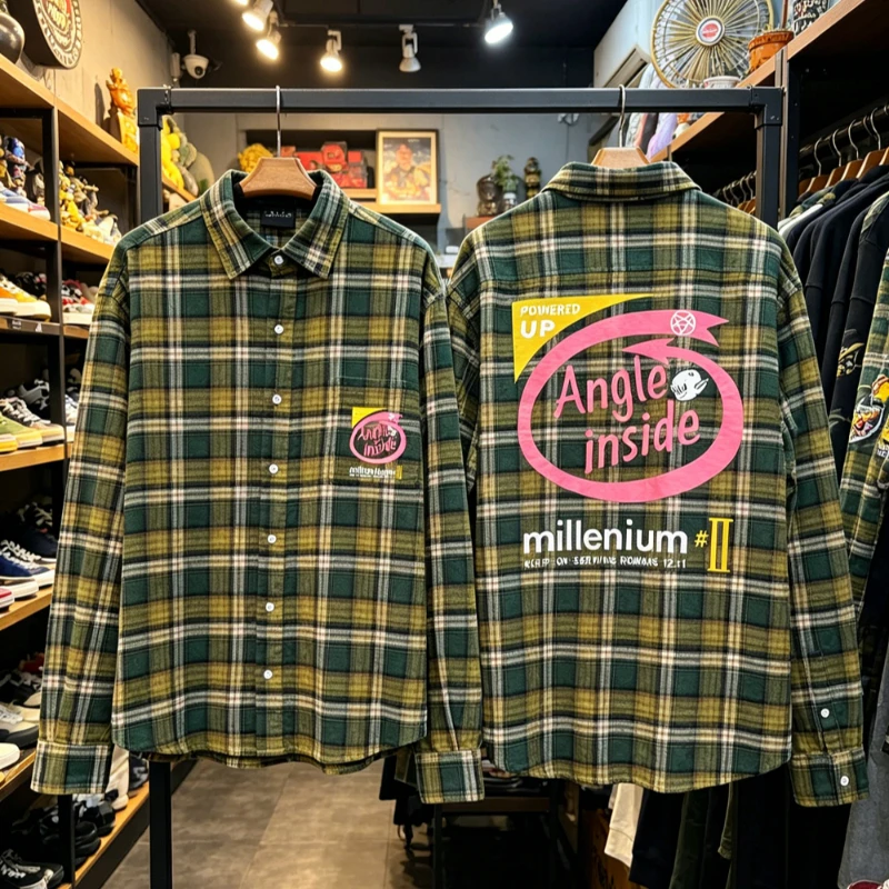 2026ss summer checkered Shirts High Quality Devil graffiti Oversize Shirt for men women