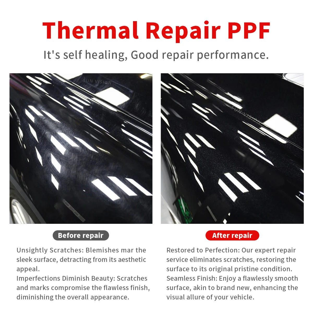 Helder Zandbestendig Hittereparatie Anti-krasverdeler Glanzende zelfherstellende TPU 8-mil hydrofobe TPU-beschermfolie PPF