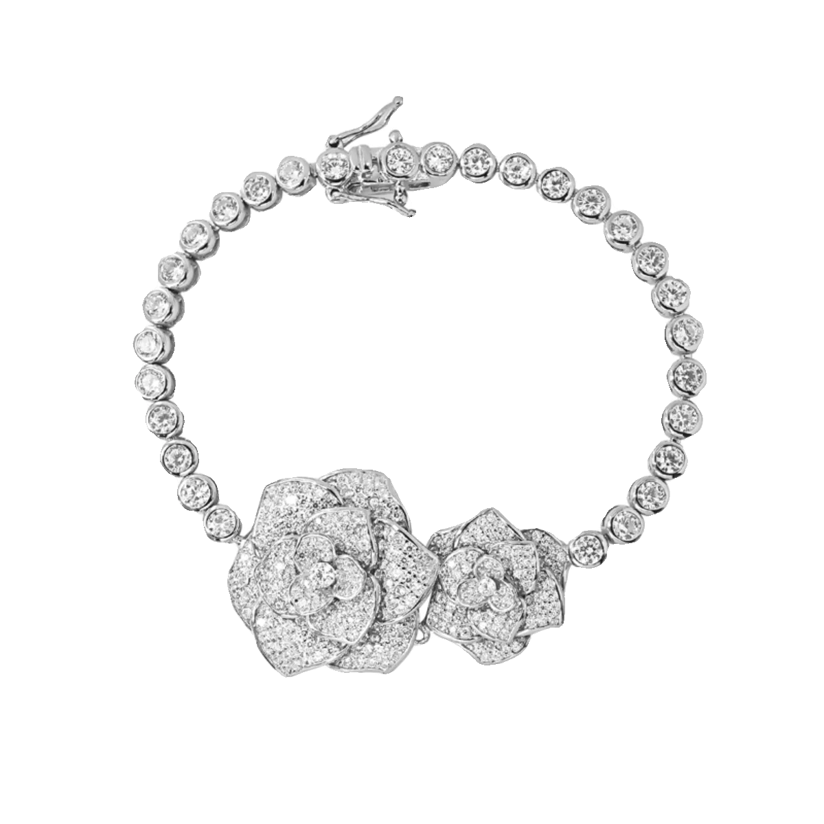 Camellia mewah ringan bertatahkan dengan berlian karbon tinggi 925 gelang perak serbaguna dan desain niche, wanita cantik dan manis