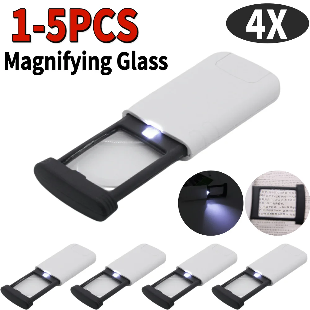 1-5pcs Magnifying Glass Pull-Out Magnifier Foldable Portable Mini Loupe Magnifier 4x for Elderly Reading