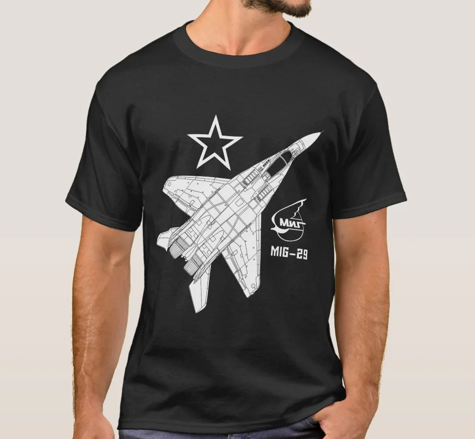 

Russian Aerospace Force Mig 29 Fulcrum Jet Fighter T-Shirt. Summer Cotton Short Sleeve O-Neck Mens T Shirt New S-3XL