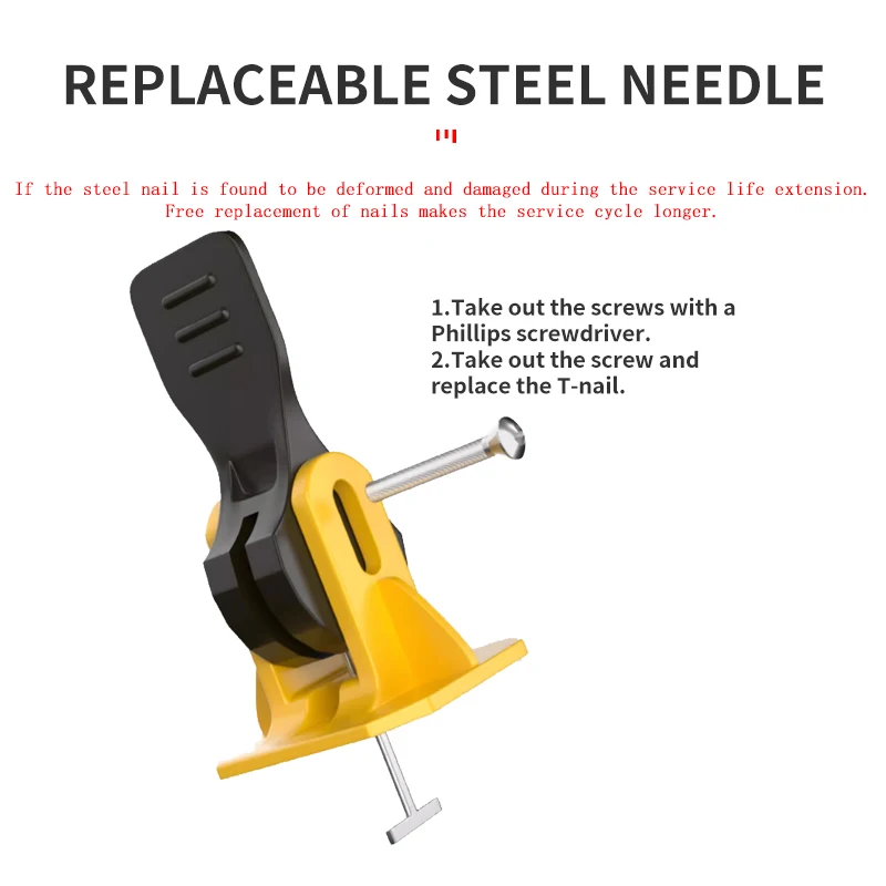 Tile leveler system can be reused instead of steel needle, and used as a construction tool for wall and floor tiles.