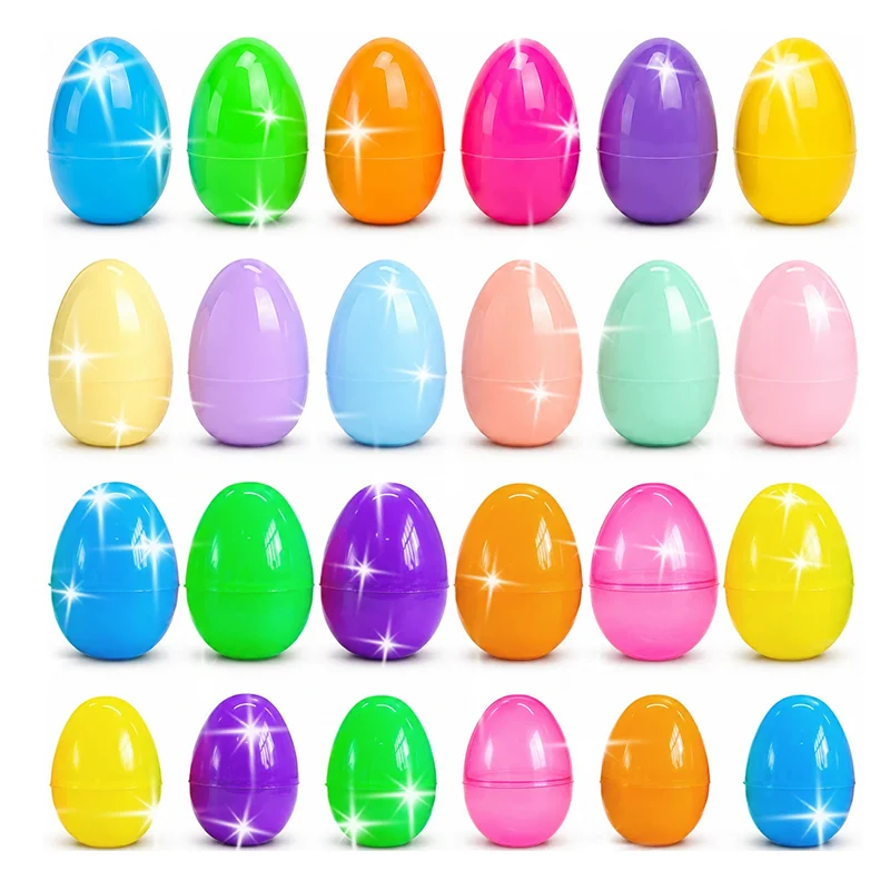 Pastellfarbene Plastik-Ostereier im Großpack, befüllbare Korbfüller für Klassenzimmerpreise, Dekorationen und Ostereiersuche-Zubehör.