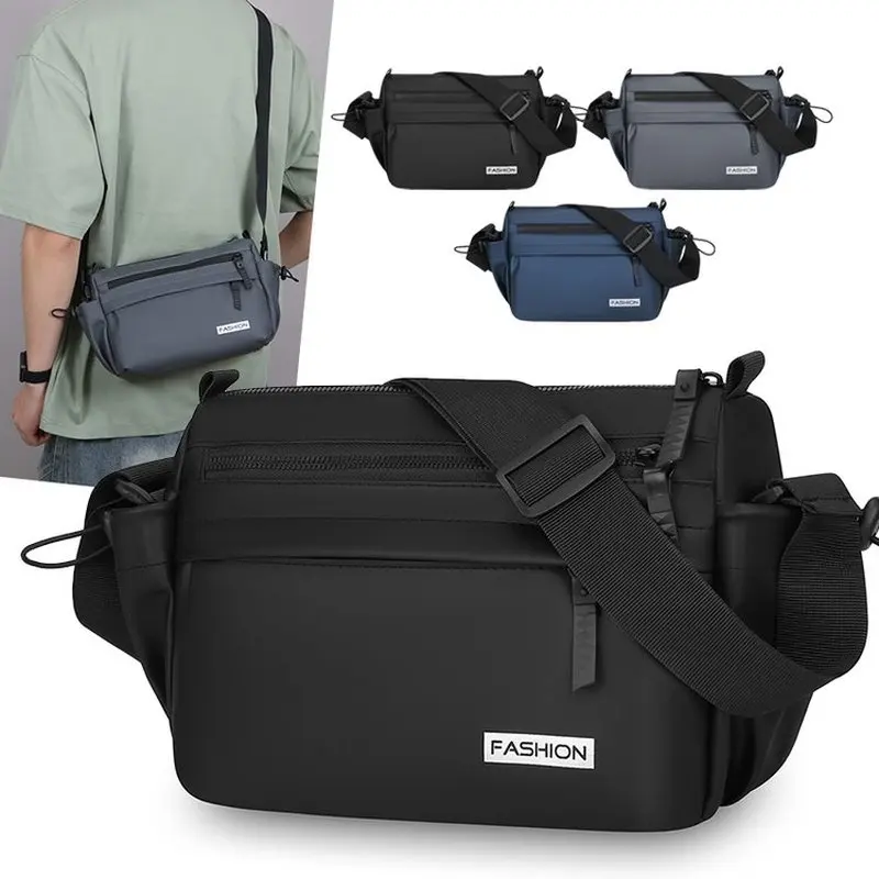Waterproof large capacity chest bag daily commuting cell phone storage one shoulder men zipper buckle crossbody bag