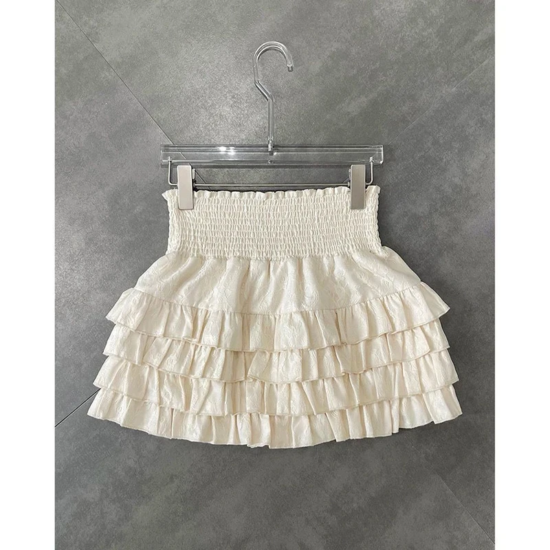 Y2K Women Black White Vintage Korean Japanese Ruffles Mini Pleated Skirts Kawaii Aesthetic High Waist A-line Skirt Alt Clothes