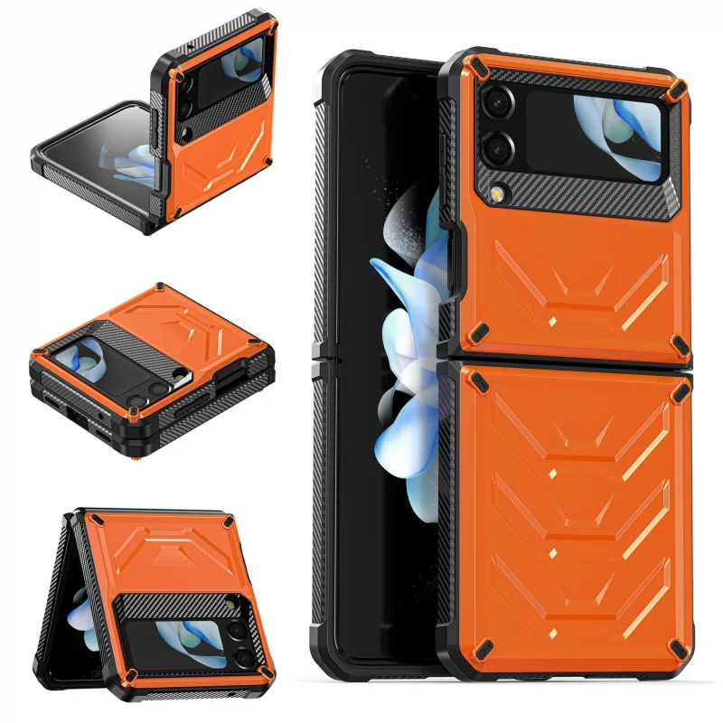 

Case for Samsung Z Flip5/4/3 Phone Case Folding Screen Wave Pattern Fold5/4 Mecha King Drop Protection Case