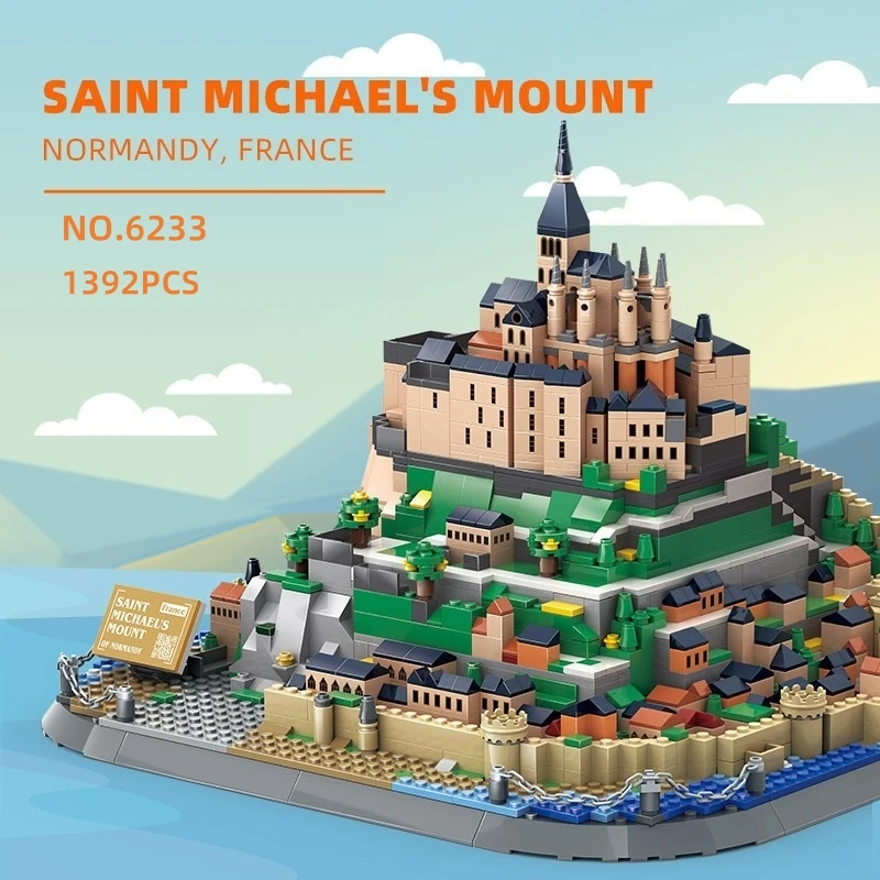 1392pcs Saint Michael's Mount Building Block Collectibles Model Construction Small Particle Assembly Model Wange Toys Assembly