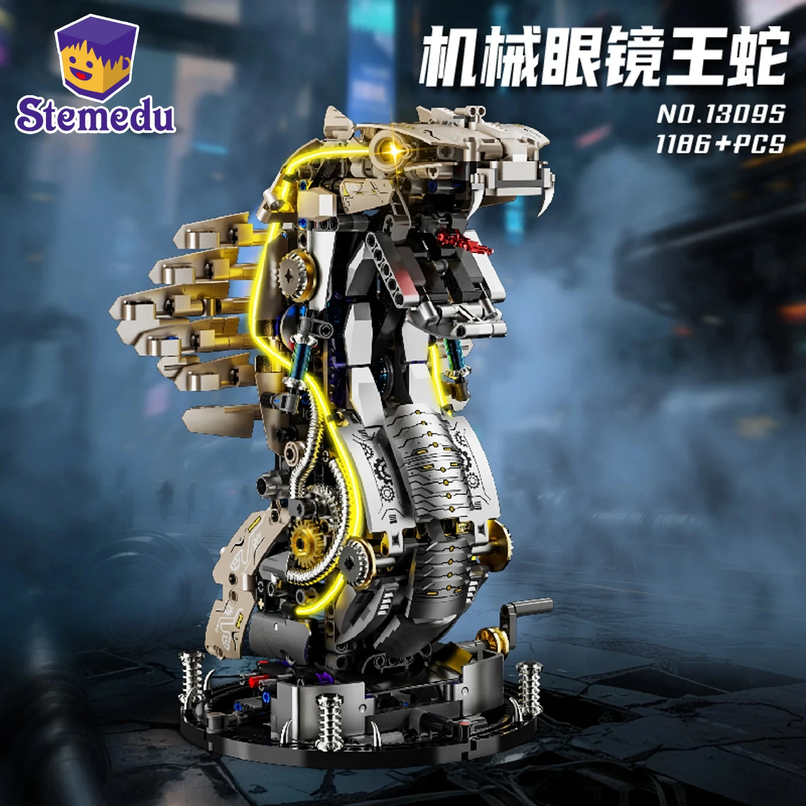 

13095 1296 шт. MOC механическая модель кобры строительные блоки DIY креативная игрушка со светодиодной подсветкой маленькие частицы