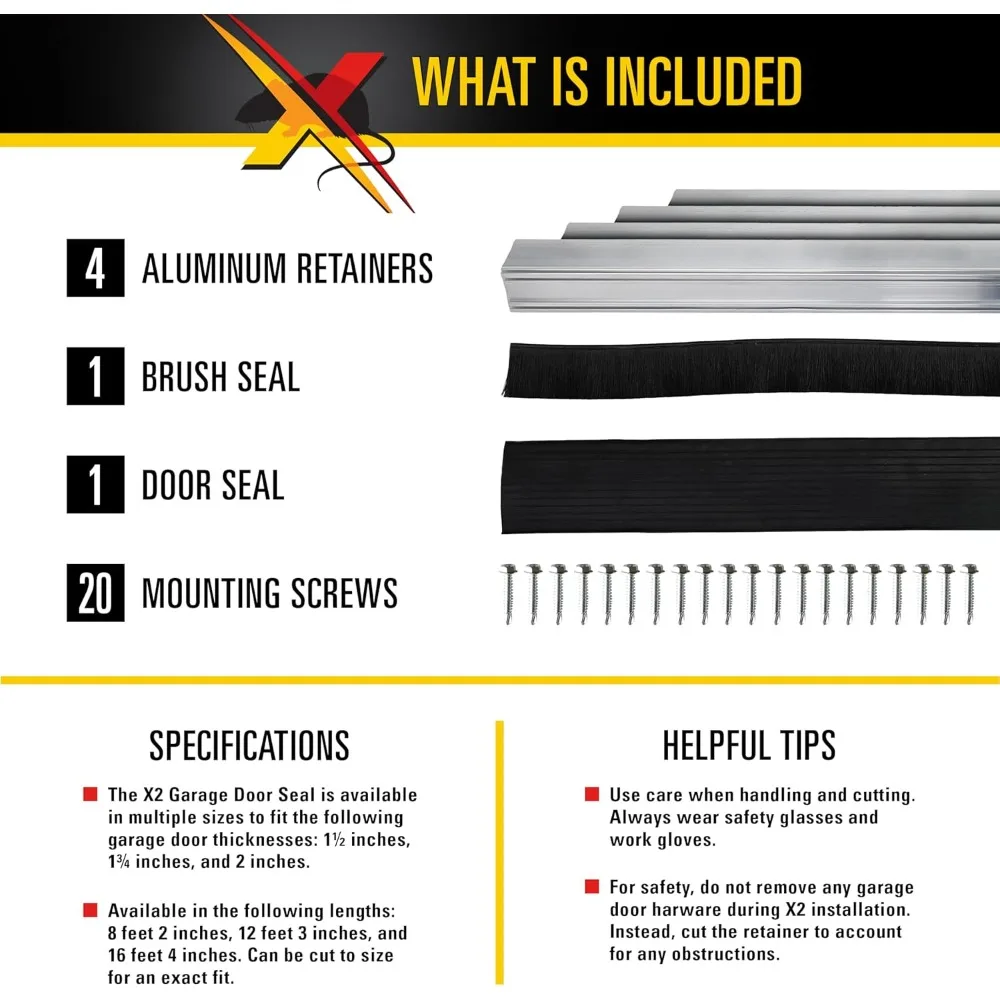 طقم ختم الباب العلوي المقاوم للقوارض، بعرض 16'4 بوصة للأبواب السميكة مقاس 1.5 بوصة، يوقف الفئران والفئران والطقس