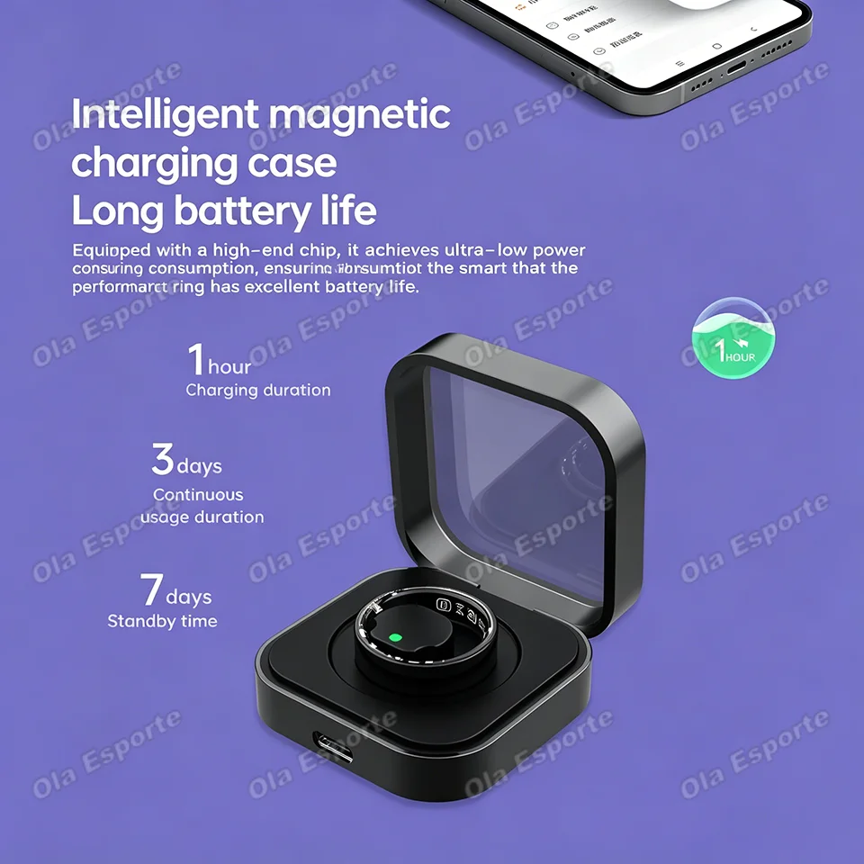 New 2026 AI ECG Smart Ring Blood Pressure, Heart Rate, Body Temperature Monitor, Waterproof, Multiple Sports Smartring Men Women view 6