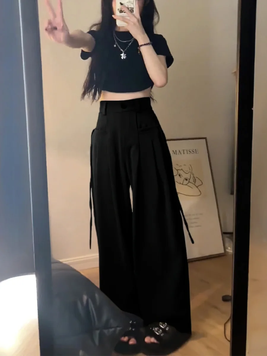 

Wide Leg Pants For Woman Summer Womens Ultra-Thin Fast-Drying Perforated Techwear Outdoor Elastic-Waisted Sashes Modal Runners
