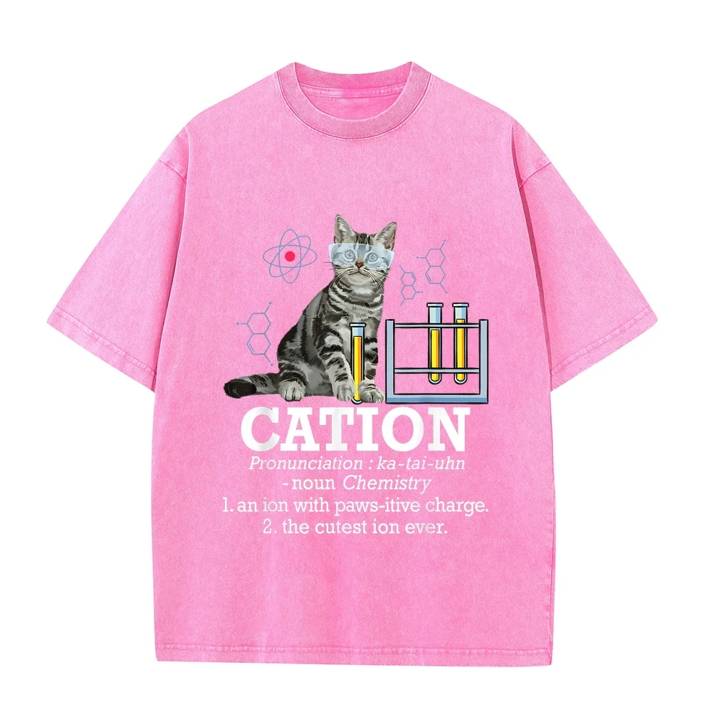 Cation Funny Chemistry Humor Science Teacher Cat Pun T-Shirt Small Camiseta Masculino Original Men T Shrits Short Sleeve Pet