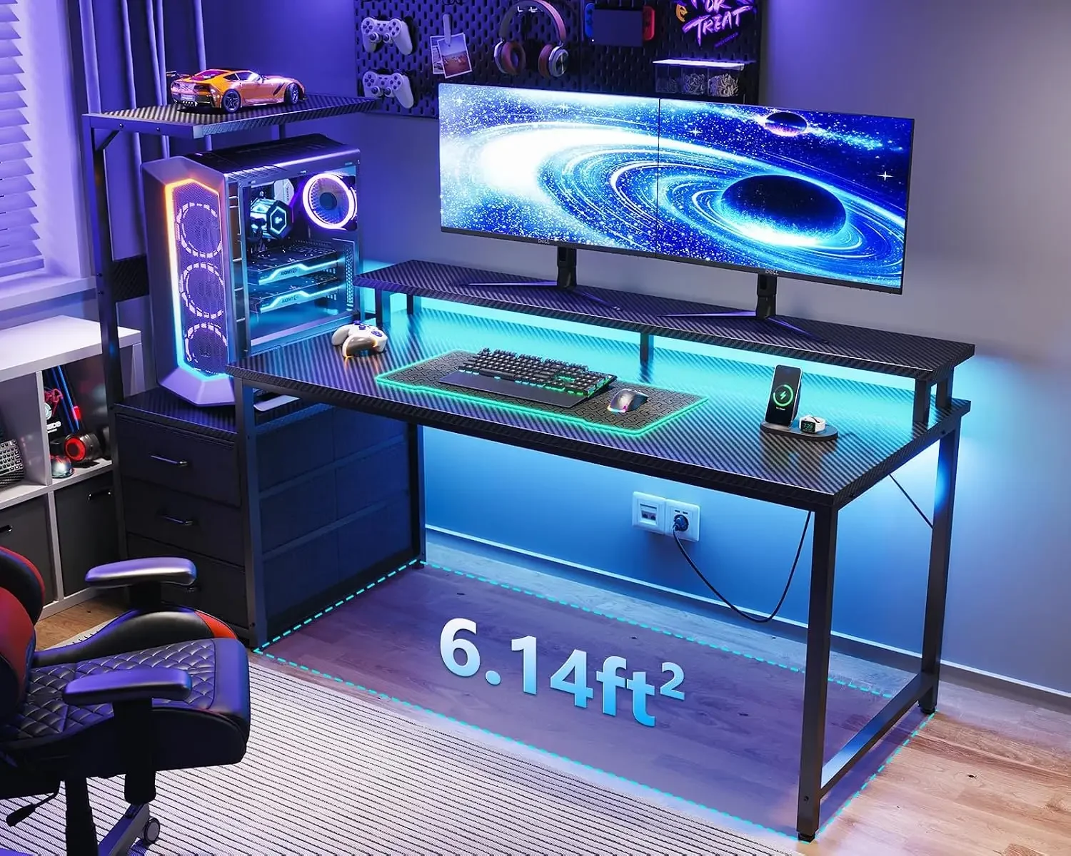 Gaming Desk w/PC Showcase Stand, 59