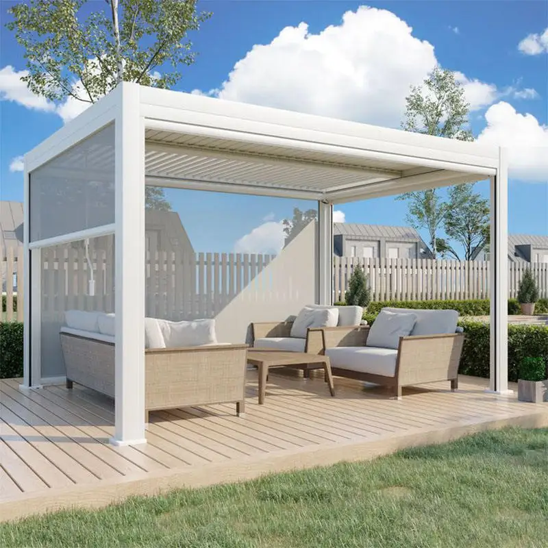 High Quality Outdoor Heavy Duty Aluminum Alloy Pavilion Rainproof and UV Protective Pergola Corrosion Resistant Durable Gazebo