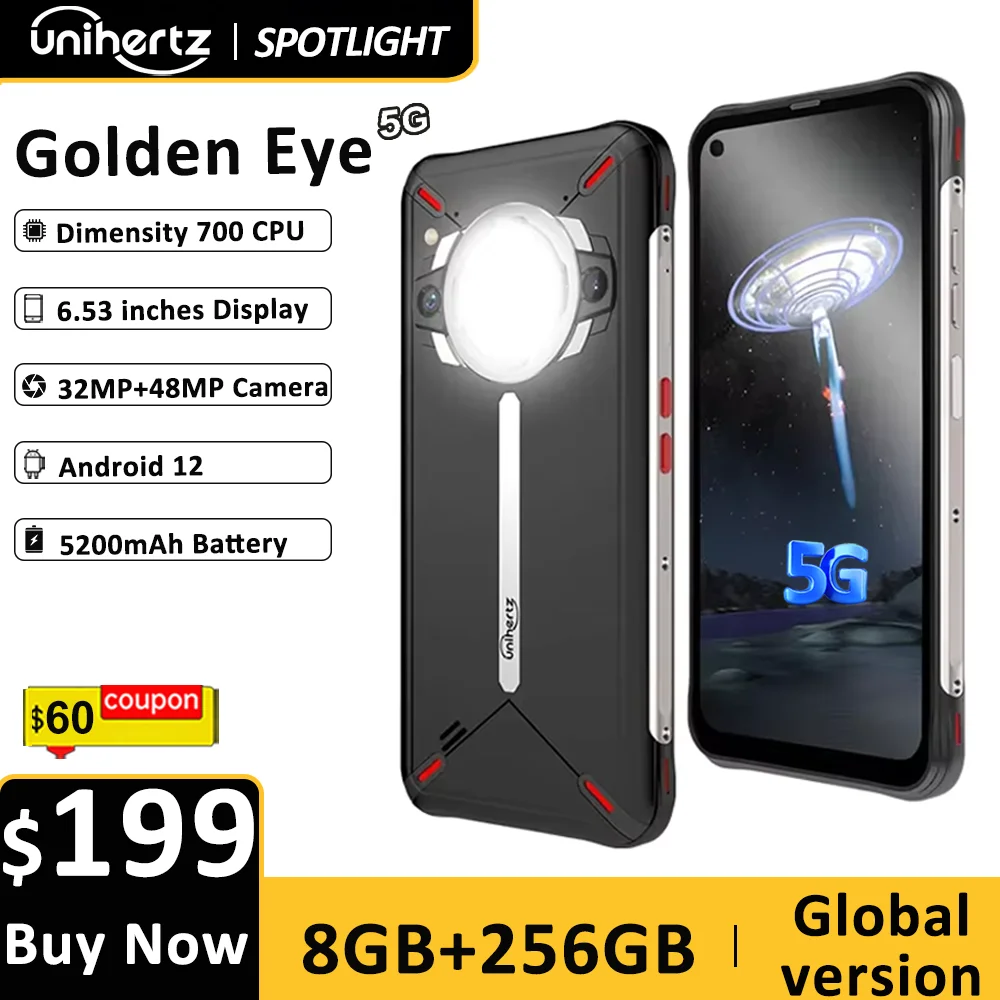 Uniเฮิรตซ์โกลเด้นอาย5กรัมอัลตร้าสลิมทนทานมาร์ทโฟนตั้งแคมป์ไฟ8กิกะไบต์256กิกะไบต์64MP กล้องโทรศัพท์มือถือ, โทรศัพท์มือถือ, 30วัตต์, 5200มิลลิแอมป์ชั่วโมง