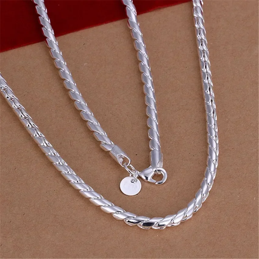 Factory Direct 925 Sterling Silver Necklace for woman men's 20 inch personality 4MM Twisted rope chain Christmas gift Jewelry